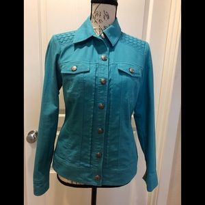 Turquoise denim jacket Size 2